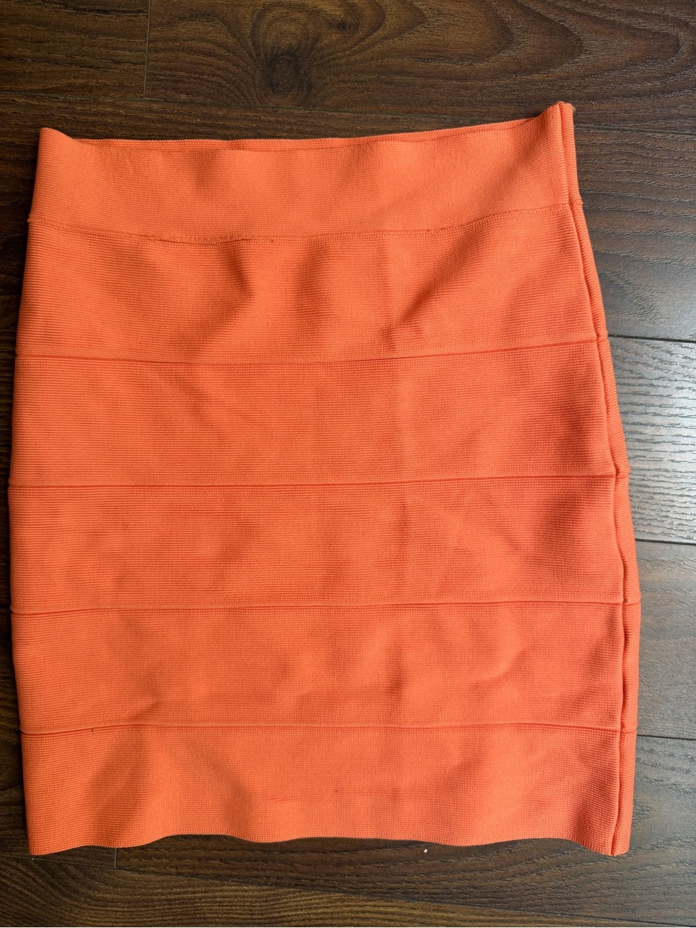 BCBGMaxAzria Coral-Orange Bandage Pencil Skirt